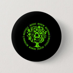 Earth Day Recycle Tree Environmental Activism 6 Cm Round Badge
