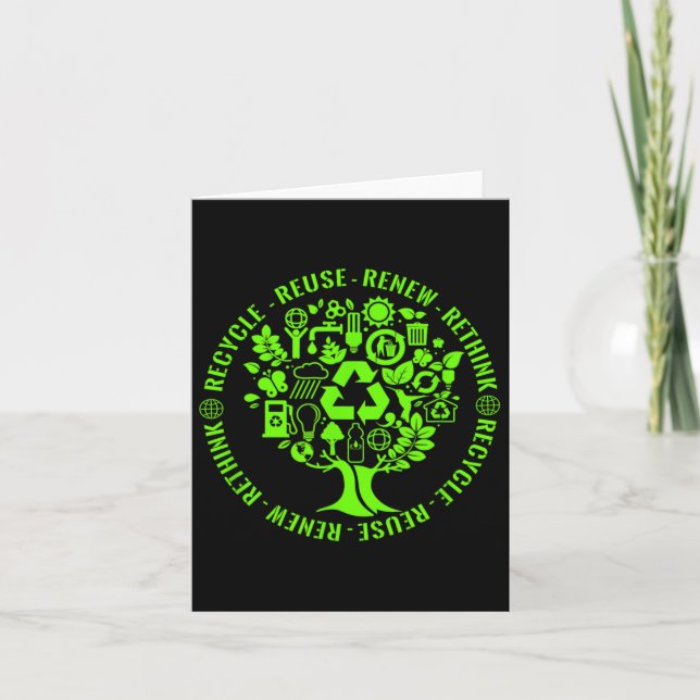 Earth Day Recycle Tree Environmental Activism  Card (Front)