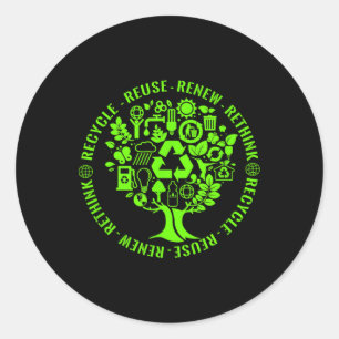 Earth Day Recycle Tree Environmental Activism Classic Round Sticker
