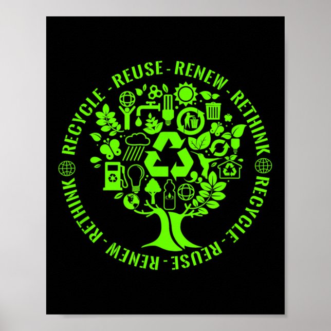 Earth Day Recycle Tree Environmental Activism  Poster (Front)