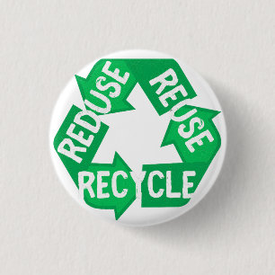 Earth Day Reduce Reuse Recycle Mobius Loop 3 Cm Round Badge
