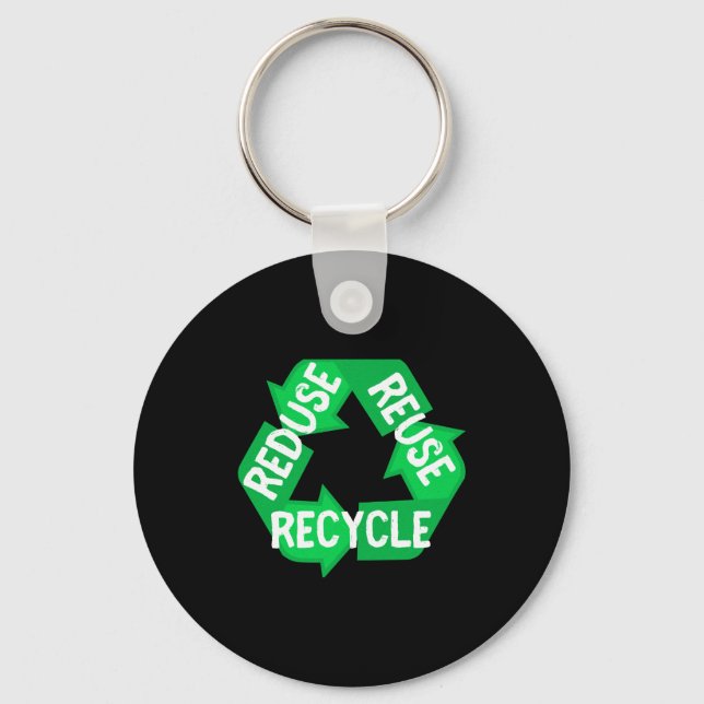 Earth Day Reduce Reuse Recycle Mobius Loop T Shirt Key Ring (Front)