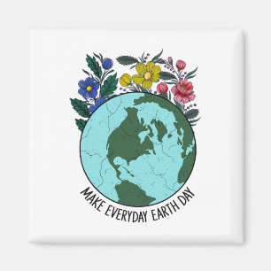 Earth Day Restore Earth Flower Art Save The Planet Magnet