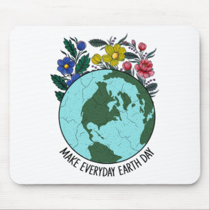 Earth Day Restore Earth Flower Art Save The Planet Mouse Pad