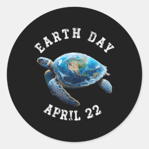 Earth Day Restore Earth Sea Turtle Art Save The Pl Classic Round Sticker