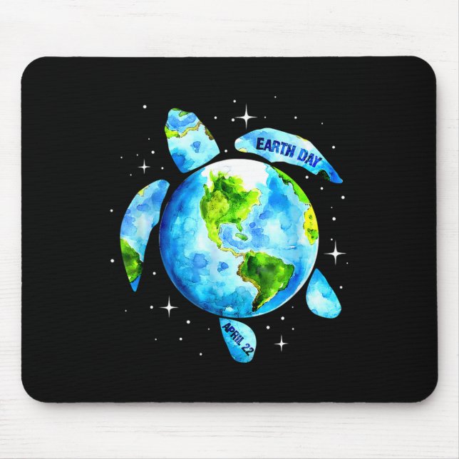 Earth Day Restore Earth Sea Turtle Art Save The Pl Mouse Pad (Front)