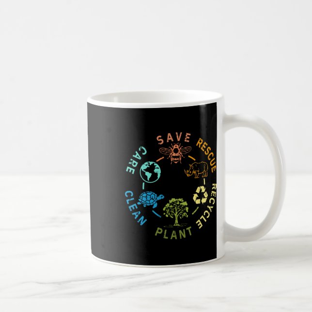 Earth Day Save Bees Rescue Animals Recycle Plastic Coffee Mug (Right)
