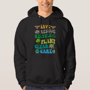 Earth Day Save Bees Rescue Animals Recycle Plastic Hoodie