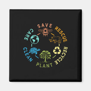 Earth Day Save Bees Rescue Animals Recycle Plastic Magnet