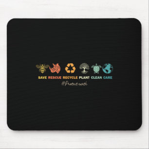 Earth Day Save Bees Rescue Animals Recycle Plastic Mouse Pad