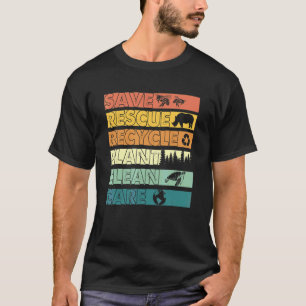 Earth Day Save Bees Rescue Animals Recycled Plasti T-Shirt