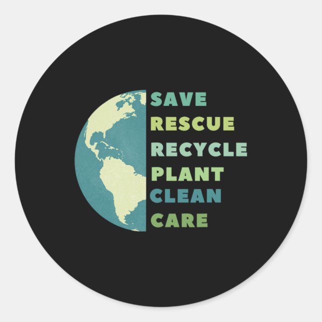 Earth Day Save  Classic Round Sticker (Front)