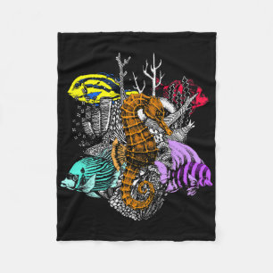 Earth Day Save Coral Reefs Sea Fish Seahorse Coast Fleece Blanket