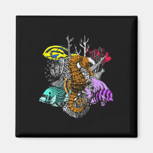 Earth Day Save Coral Reefs Sea Fish Seahorse Coast Magnet