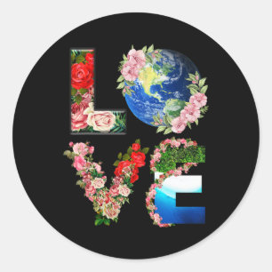Earth Day - Save Love The World  Classic Round Sticker