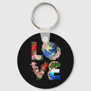 Earth Day - Save Love The World  Key Ring