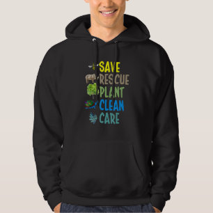 Earth Day Save rescue Plant Clean Care Turtle Anim Hoodie