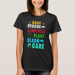 Earth Day Save rescue Plant Clean Care Turtle Anim T-Shirt