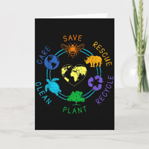 Earth Day Save Rescue Recycle Plant Clean Care Ear Card