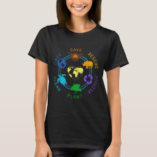 Earth Day Save Rescue Recycle Plant Clean Care Ear T-Shirt