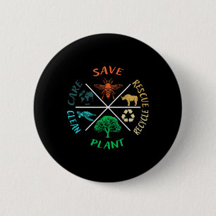 Earth Day Save The Bees Plant More Trees Clean The 6 Cm Round Badge