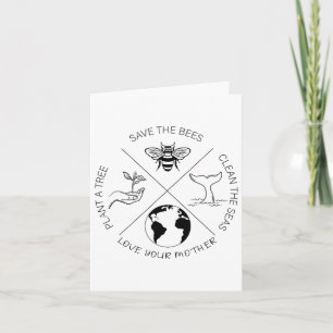 Earth Day Save The Bees Plant More Trees Clean The Card