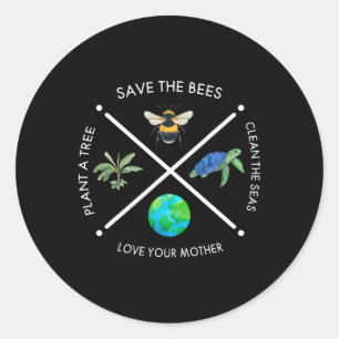 Earth Day Save The Bees Plant More Trees Clean The Classic Round Sticker