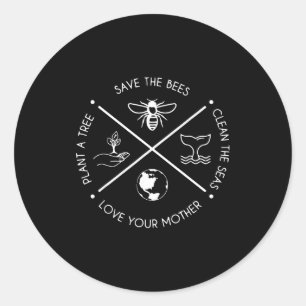Earth Day Save The Bees Plant More Trees Clean The Classic Round Sticker