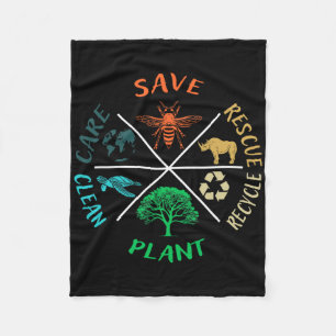 Earth Day Save The Bees Plant More Trees Clean The Fleece Blanket