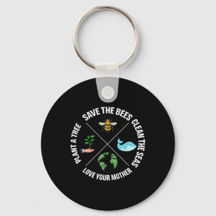 Earth Day Save The Bees Plant More Trees Clean The Key Ring