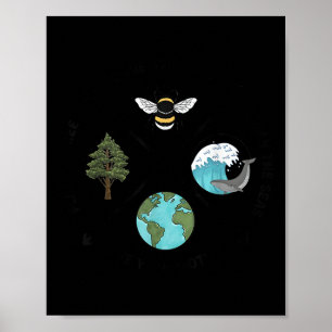 Earth Day Save The Bees Plant More Trees Clean The Poster