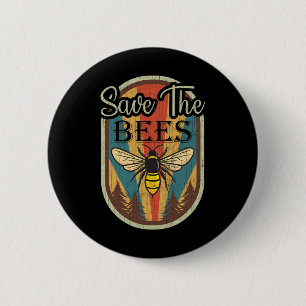 Earth Day Save The Bees Retro Graphic Earth Day Pa 6 Cm Round Badge