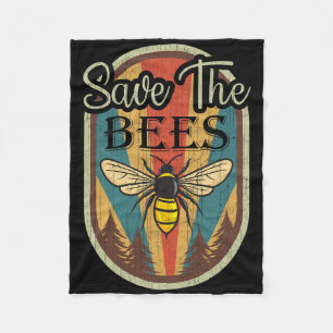 Earth Day Save The Bees Retro Graphic Earth Day Pa Fleece Blanket