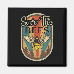 Earth Day Save The Bees Retro Graphic Earth Day Pa Magnet