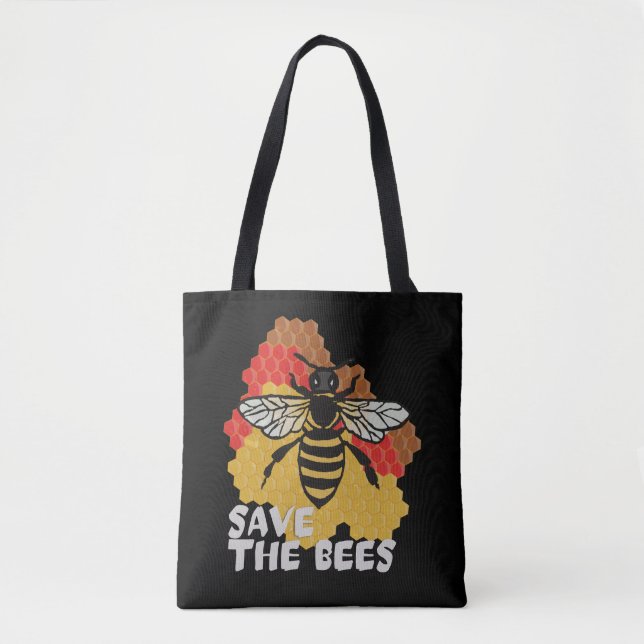 Earth Day, Save The Bees Tote Bag (Front)