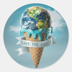 Earth Day Save The Earth  Classic Round Sticker
