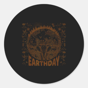 Earth day save the planet elephant wild animal classic round sticker