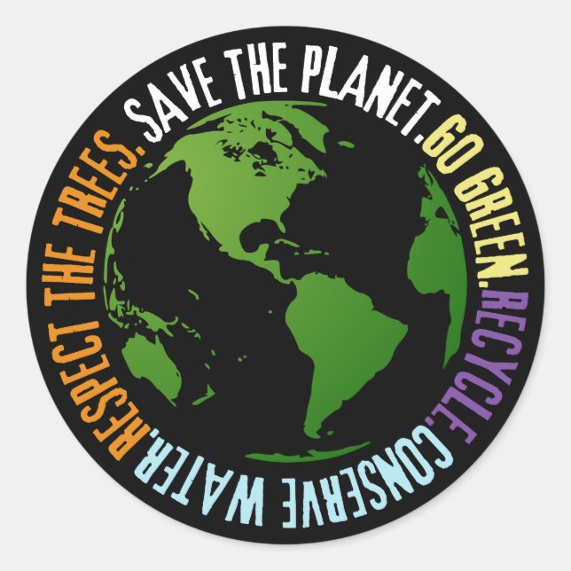 Earth day Save the planet Go Green Classic Round Sticker (Front)