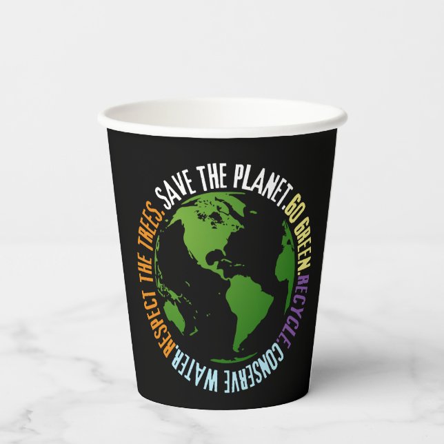 Earth day Save the planet Go Green Paper Cups (Back)