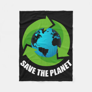 Earth Day Save The Planet Keep It Green Happy Moth Fleece Blanket