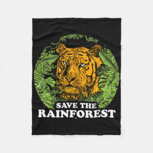 Earth Day Save The Rainforest Tiger Jungle Fleece Blanket