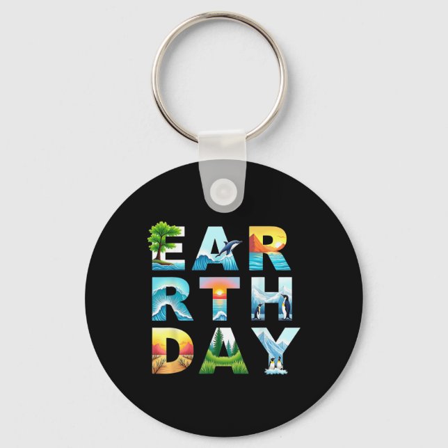 Earth Day Save Trees And Animals Environmental Pro Key Ring (Front)