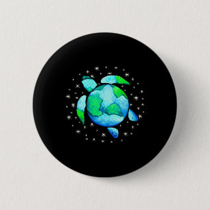 Earth Day Sea Turtle Art 6 Cm Round Badge
