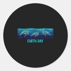 Earth day sea turtle planet anniversary classic round sticker