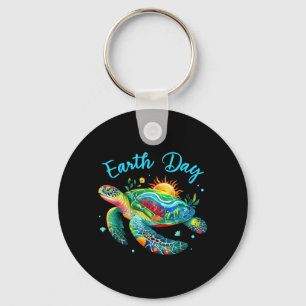 Earth Day Sea Turtle Save The Earth Men Women Kids Key Ring