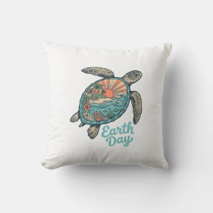 Earth Day Sea Turtle Vintage Engraving Shirt Desig Cushion