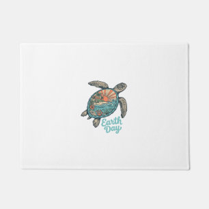 Earth Day Sea Turtle Vintage Engraving Shirt Desig Doormat
