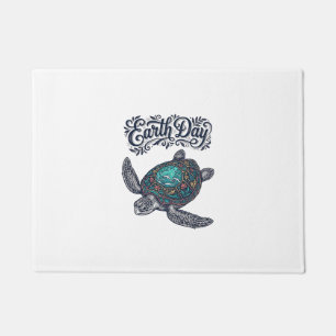 Earth Day Sea Turtle Vintage Engraving Shirt Desig Doormat