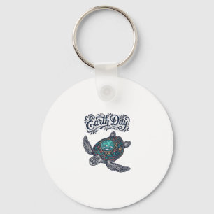 Earth Day Sea Turtle Vintage Engraving Shirt Desig Key Ring