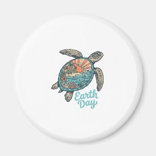 Earth Day Sea Turtle Vintage Engraving Shirt Desig Magnet